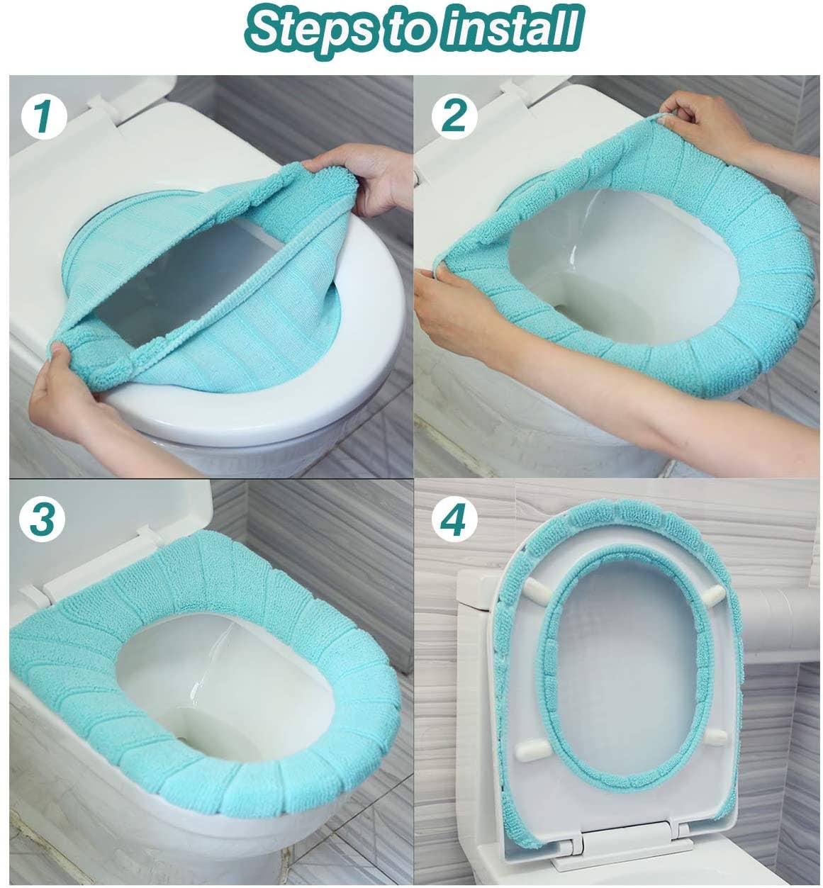 Washable Soft Fabric Toilet Seat Covers